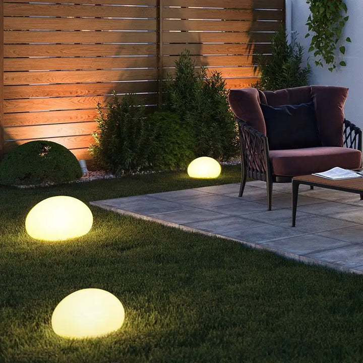 LED Pebble Stone Light Outdoor Camping Lawn Solar Colorful Landscape Light Villa Garden Floor Lamp