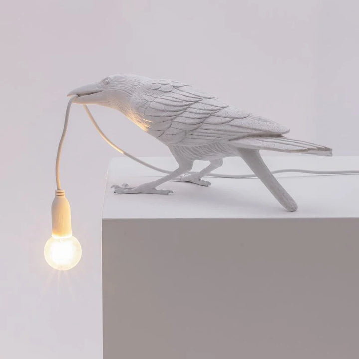 Resin Lucky Bird Crow Wall Lamp Table Lamp Night Light Bedroom Bedside Living Room Wall Lamp Home Decoration(Free bulb)