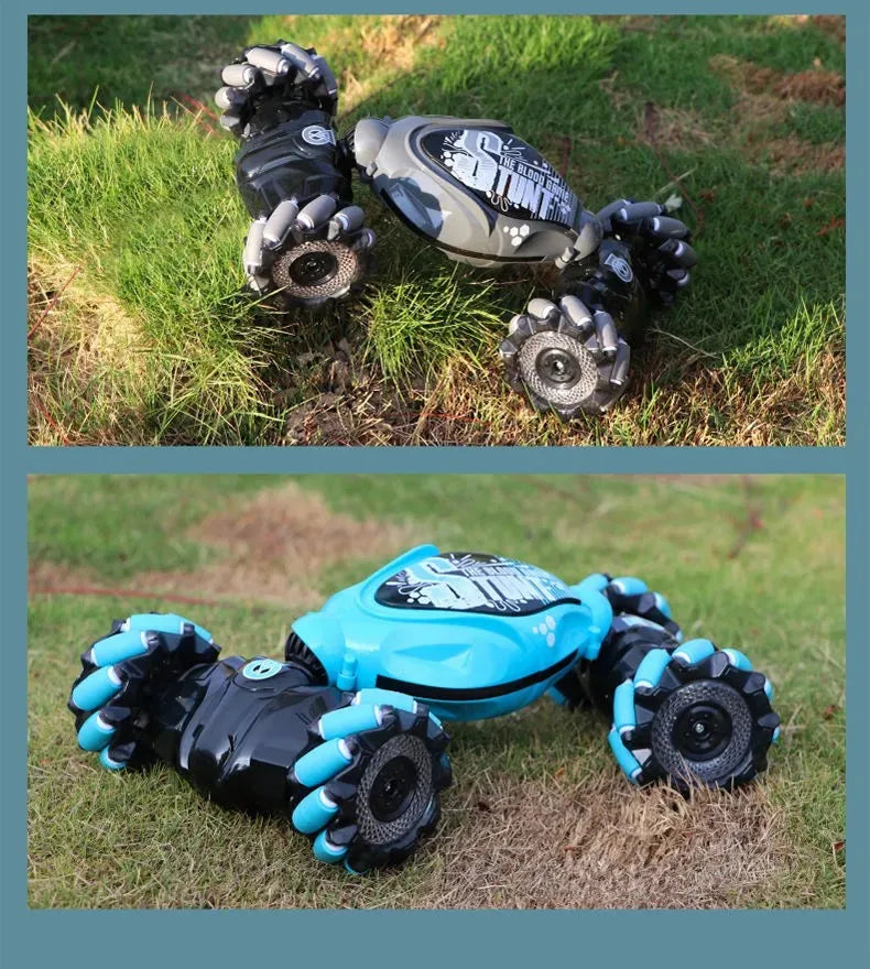 4WD stunt remote control car LED lights watch induction twist music 360° rotation off-road climbing children's toys Holiday gift