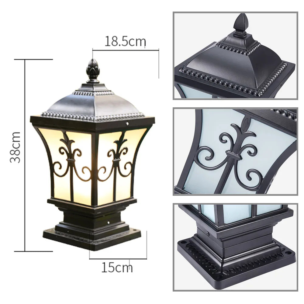 Outdoor Garden Pillar Lamp European Style Decor Courtyard Light Antique Waterproof Door Post Lamp Rainproof Fence Pillar Light