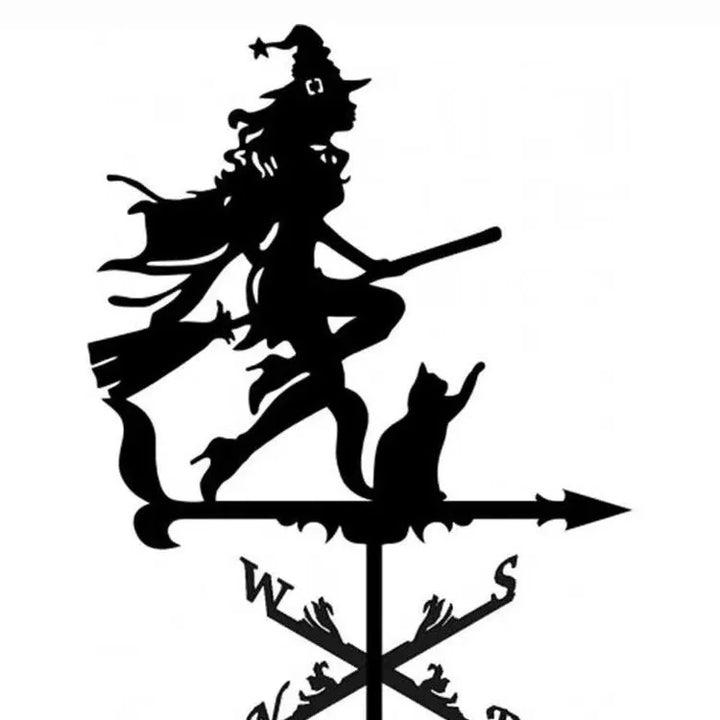 Witch Flying Dragon Iron Weather Vane Decor Stainless Steel Metal Handicraft Decor Garden Weathercock Wind Direction Indicator
