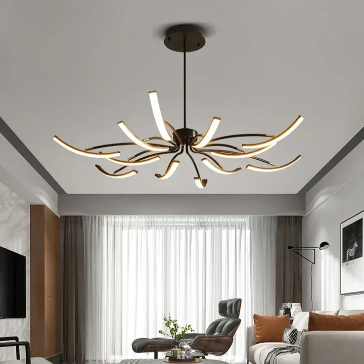 Modern Black Gold Dimming Pendant Light Nordic Creative LED Ceiling Chandeliers For Living Room Home Decor Light Fixtures