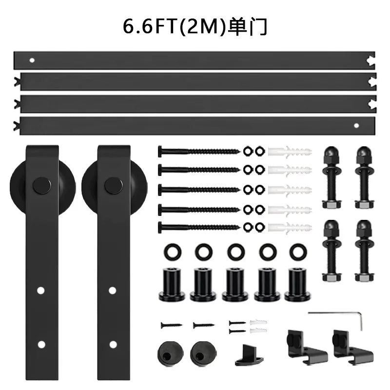 Barn door hanging rail complete set of hardware accessories guide rail for home sliding door slide rail hanging wheel