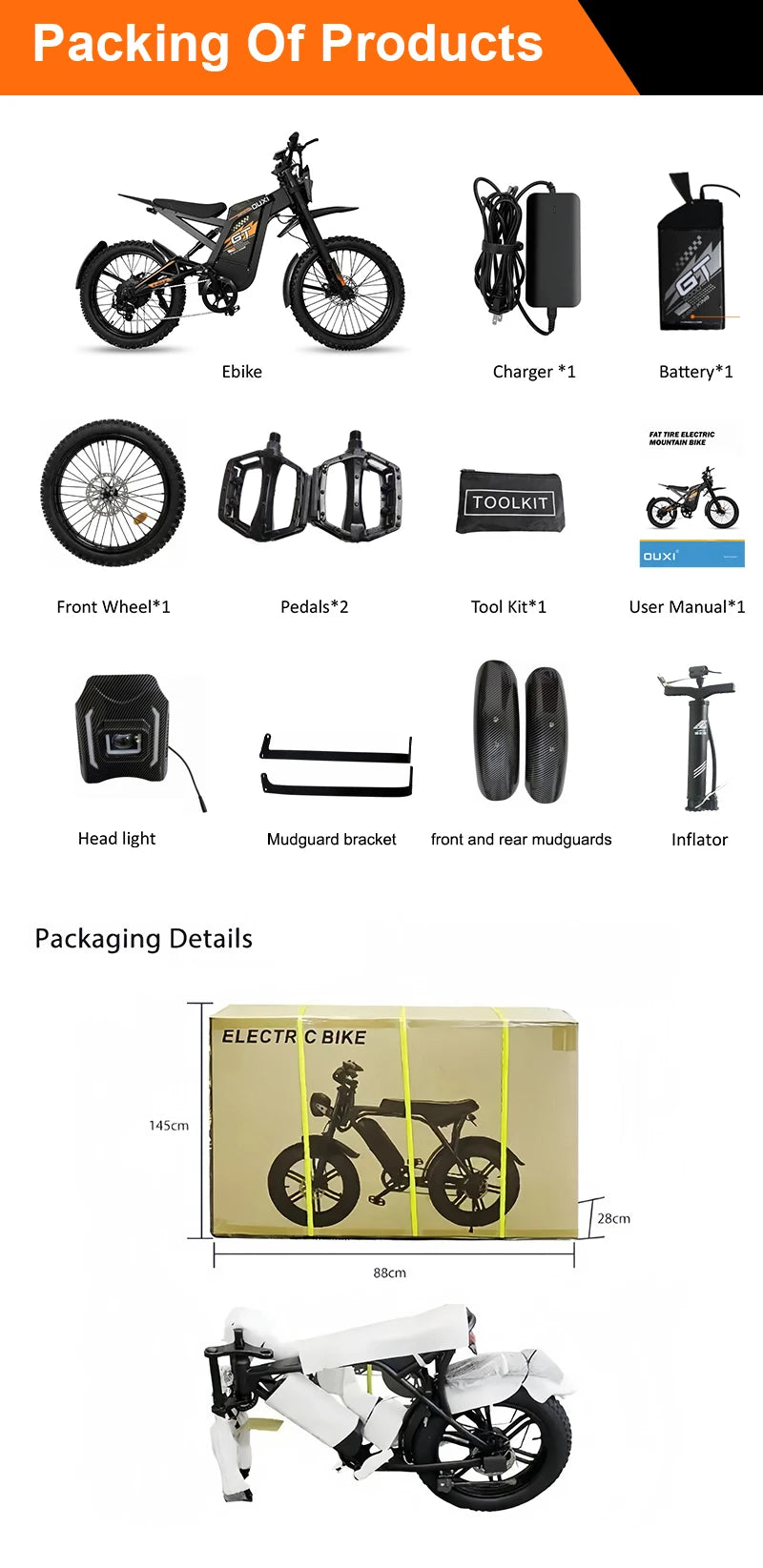 STLF  Factory Wholesale Cheap Price Electric Mountain Bike Steel Frame Lithium Battery Ebike Electric Dirt Bike GT2000 for A