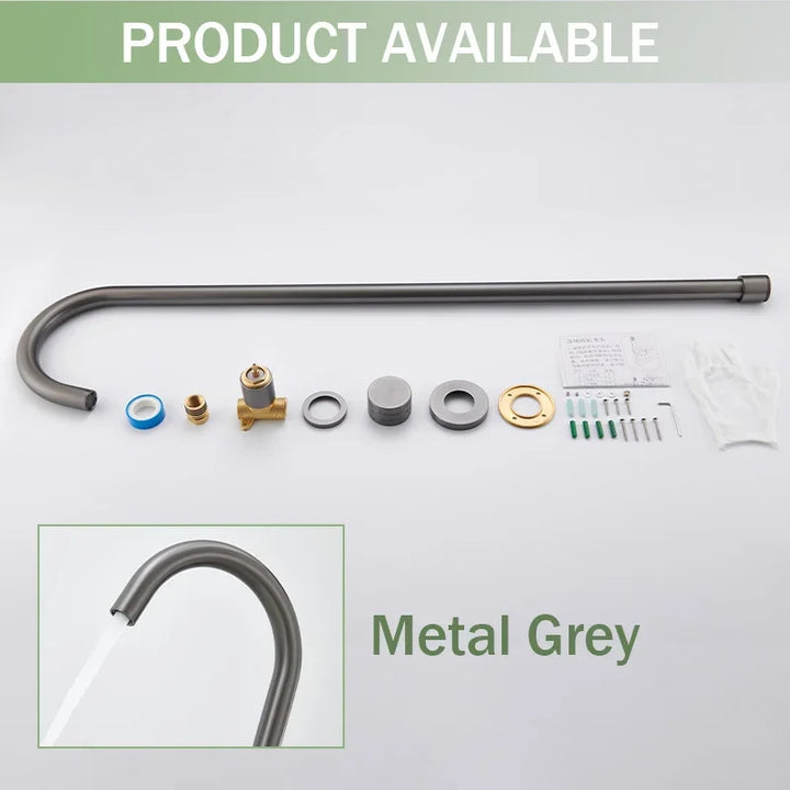 Floor Standing Bathtub Faucet Brass Body Hot Cold Mixer with Handle Rose Gold Independent Faucet Chrome Grey Black