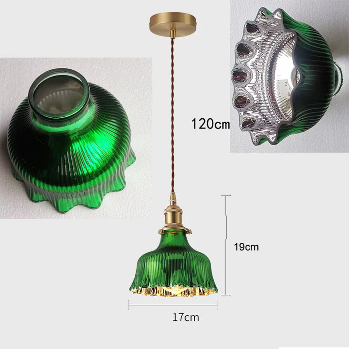 Suspension Green Stripe Glass Chandelier E27 Restaurant Pendant Light For Dining Room Kitchen Cafe Bedside Hanging Lamp Fixtures