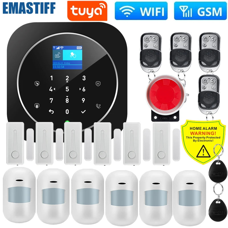 NEW Tuya WIFI W9B Alarm System for Home Burglar Security 433MHz WiFi GSM Alarm Wireless Tuya Smart House App Control