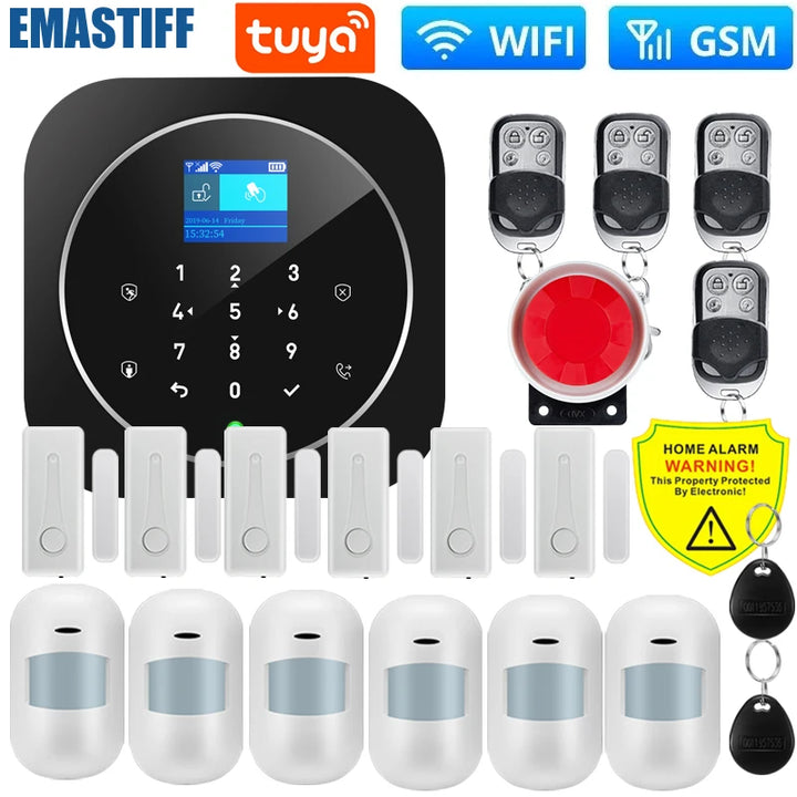 NEW Tuya WIFI W9B Alarm System for Home Burglar Security 433MHz WiFi GSM Alarm Wireless Tuya Smart House App Control