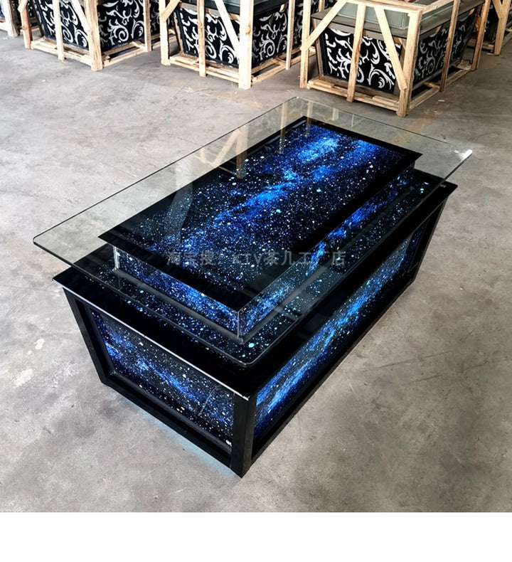 Luminous Tempered Glass Coffee Table Custom Color Size Coffee Table Display Design salon Wohnzimmer Tisch Home Accessories