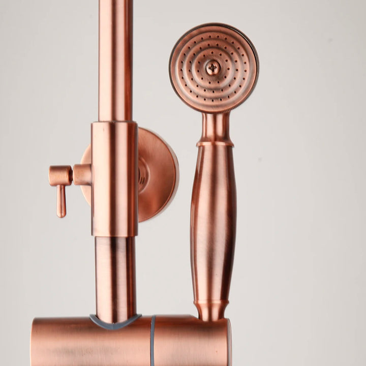 KEMAIDI Antique Copper Bathroom Shower Set Rainfall Bath Shower Systerm 3 Functions Mixer W/Hand Shower Faucet Bathtub Tap