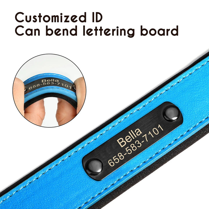 Personalized Dog Collar PU Leather Dog Collars Free Engraving Pet ID Collars Adjustable For Small Medium Large Dogs Pitbull