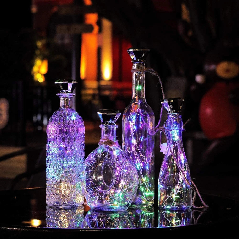 Updated Solar Wine Bottle Lights 2M 20 LED Copper Wire Fairy Garland String Lights 4/8/10 Pack