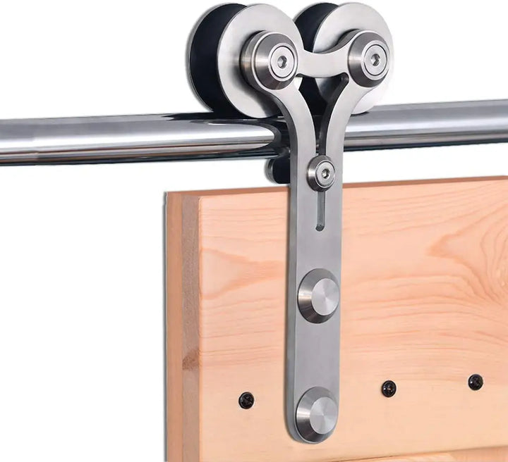 CCJH 4/5/5.5/6/6.6FT Silver Stainless Steel Sliding Barn Wood Door Hardware Kit  For Single Door ，Can be Customed