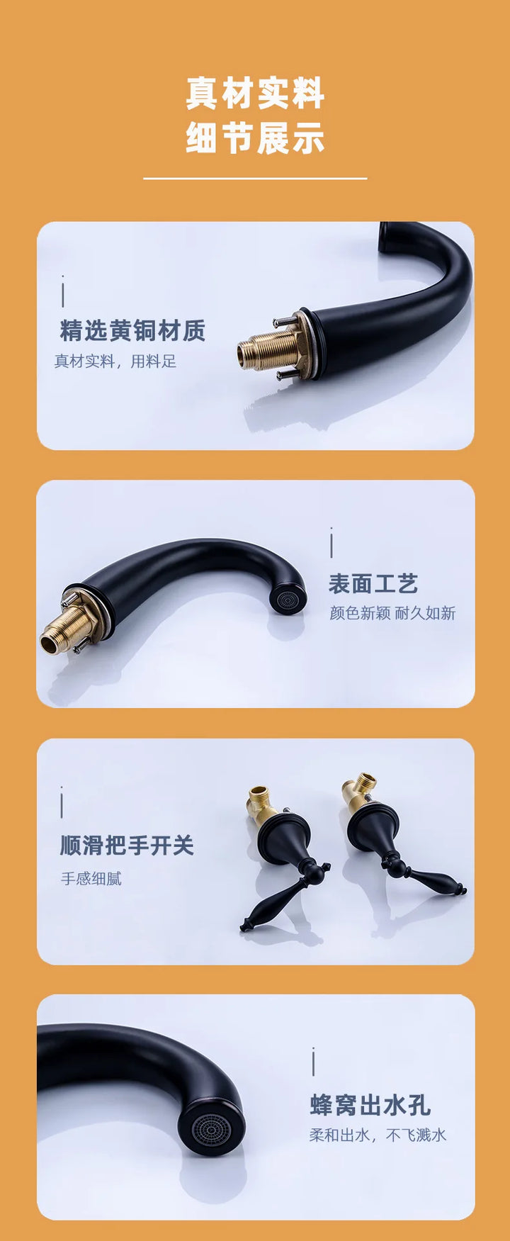 European basin faucet Three-hole split type hot and cold household all-copper faucet