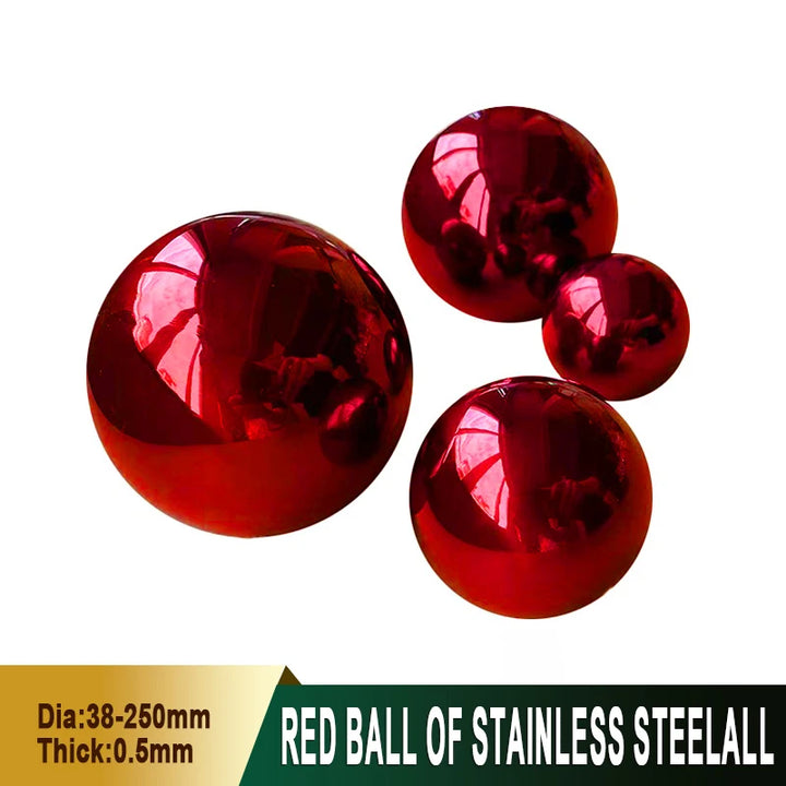 1-3Pcs 304 Stainless Steel Red Hollow Ball Mirror Metal Ball