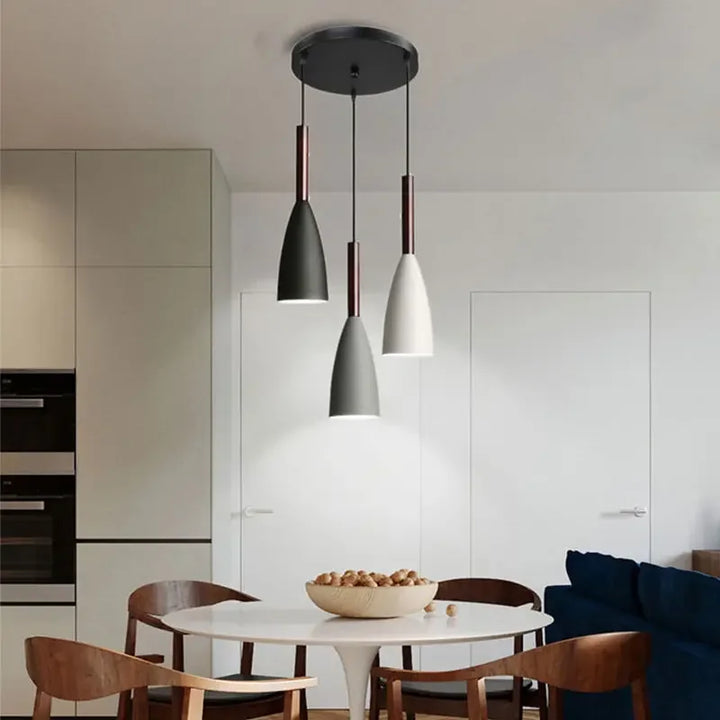 Nordic Style Simple Modern Single Head Three Head Home Black and White Gray Restaurant Lamp Bedroom Lamp Bar Small Chandelier