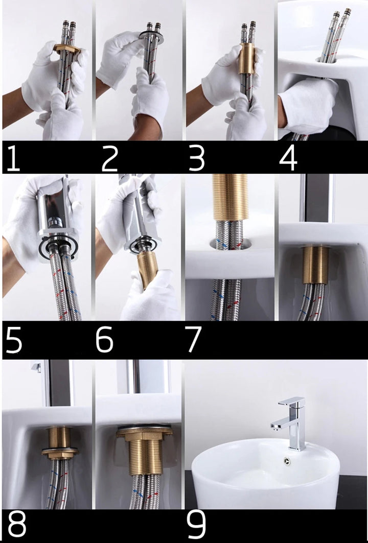 BECOLA Black Basin Faucets Brass Polished Chrome Deck Mounted Bathroom Sink Faucets 3 Hole Double Handle Hot And Cold Water Tap