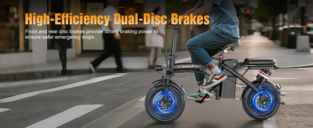 400W power electric bicycle, 14-inch foldable urban fashionable transportation E-Bike, 48V 30AH super large capacity battery