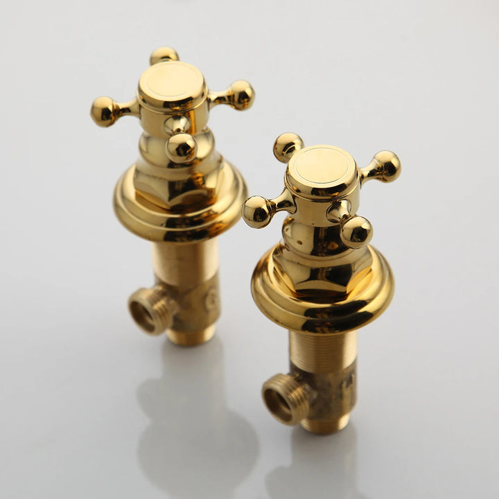 YANKSMART Bathroom Bathtub Retro Spout Golden Polished 3 Pieces Basin Sink Brass Faucets Deck Mounted Cold & Hot Water Mixer Tap