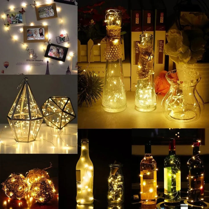 5-pack 2m Cork Bottle Fairy Lights USB Rechargeable Christmas Garland String Lights for Bedroom Room Home Wedding Party Decor