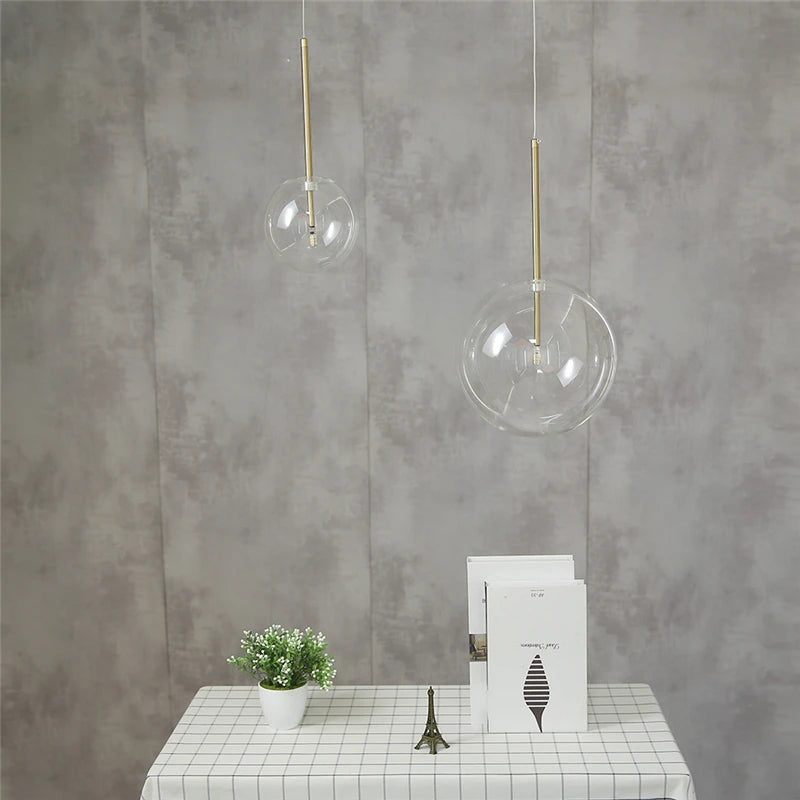 Nordic Clear Glass Pendant Lights Globe Chrome Glass Ball Pendant Lamp Dining Room Kitchen Hanging Lamp decor lighting fixtures