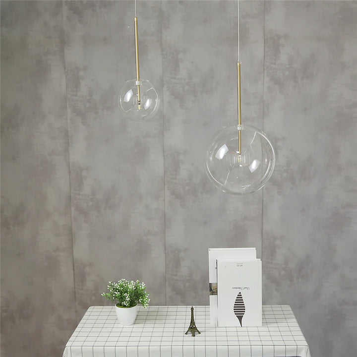 Nordic Clear Glass Pendant Lights Globe Chrome Glass Ball Pendant Lamp Dining Room Kitchen Hanging Lamp decor lighting fixtures
