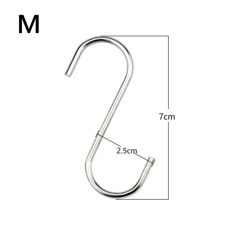 5/10Pcs S-Shape Hook Stainless Steel Clothes Bags Towels Plants Hanging Rack Multi-function Kitchen Bedroom Railing Hanger Hook
