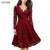 LSYCDS Elegant Sexy Dress for Women Vintage Lace Long Sleeve V Neck