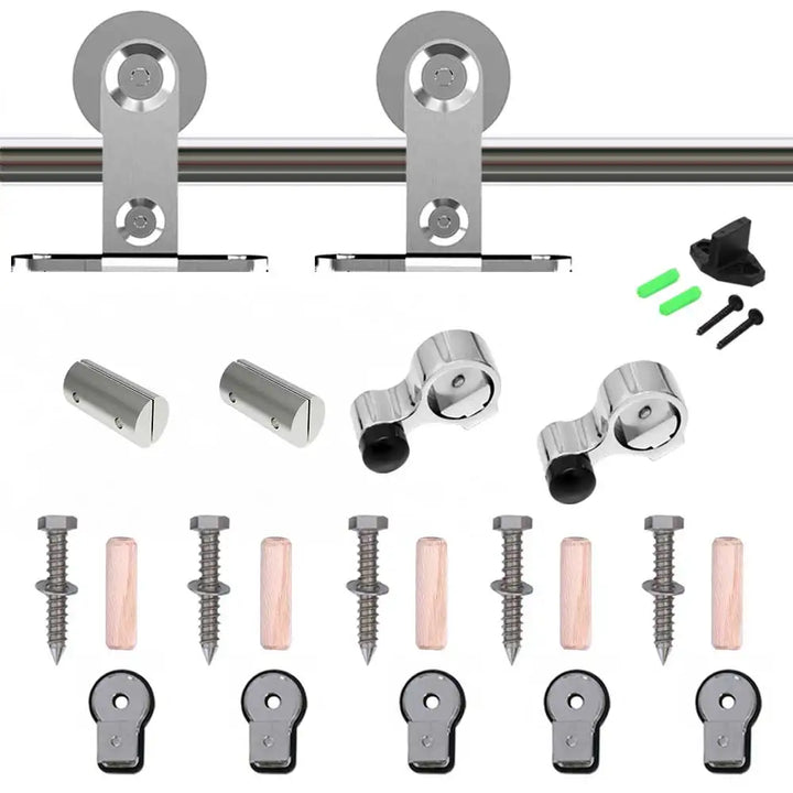 CCJH Sliding Door System Stainless Steel Suitable for Single Door T Type Roller Hanger Barn Door Hardware Kit  6FT/5.5FT