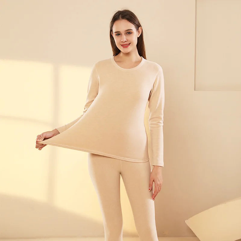 Autumn Winter New Men's Cashmere Silk Soft Comfortable Warm Underwear with Thickened Plush Set for Men Women Thermal Clothing