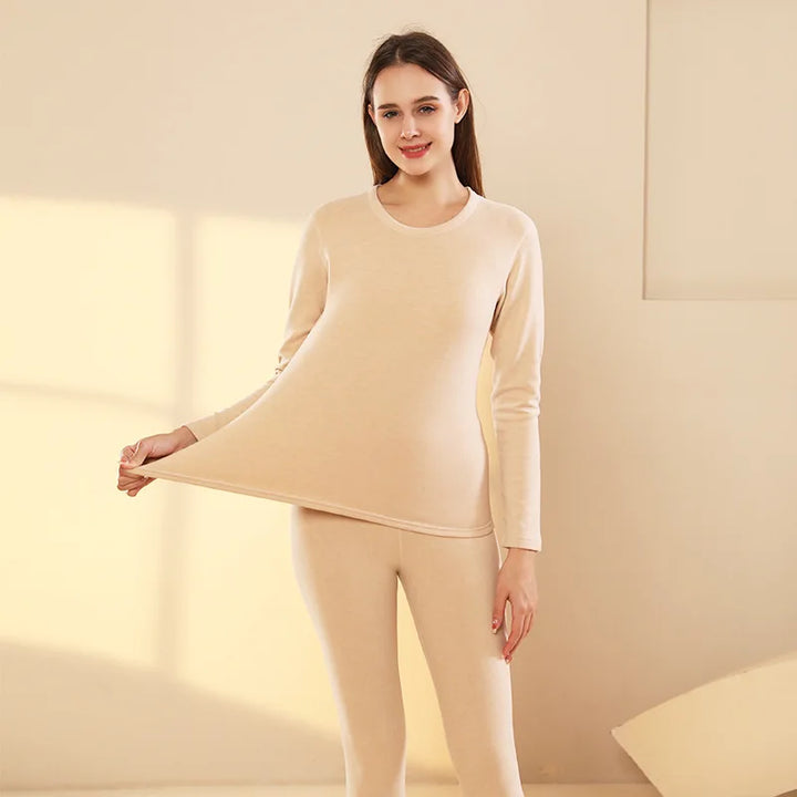 Autumn Winter New Men's Cashmere Silk Soft Comfortable Warm Underwear with Thickened Plush Set for Men Women Thermal Clothing