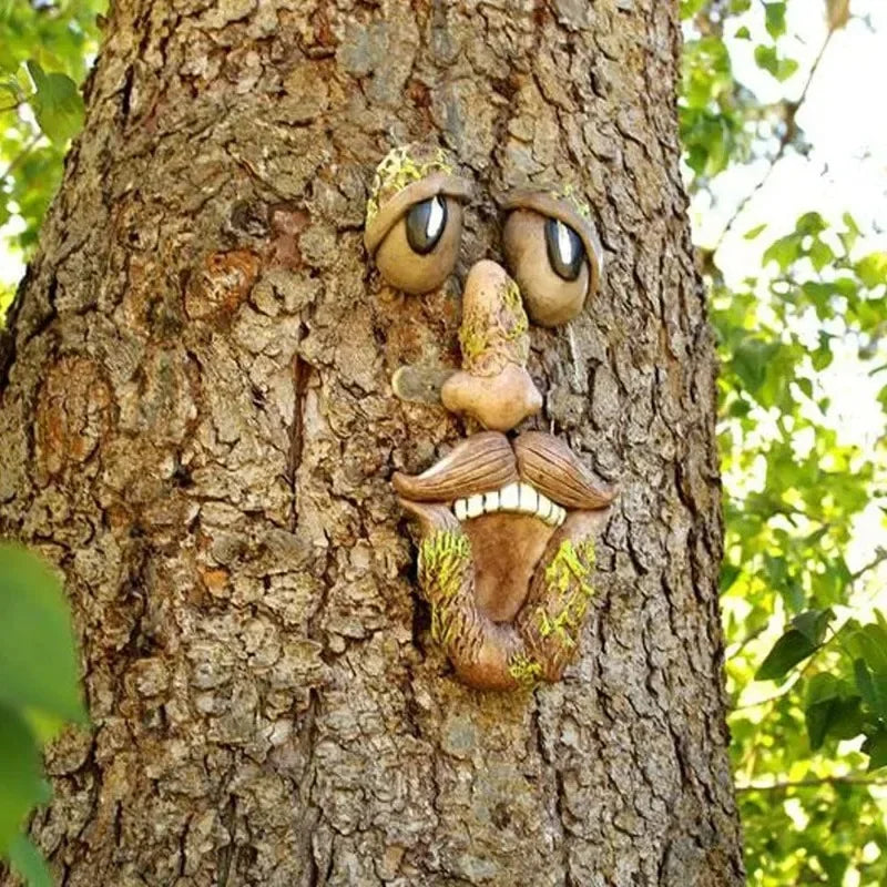 Outdoor Tree Face Statues Old Man Tree Hugger Bark Ghost Face  Funny Yard Art Tree Decor Outdoor Garden