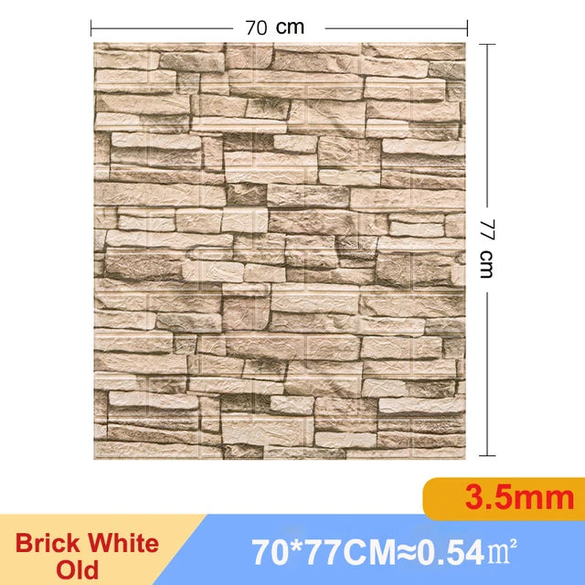 10Pcs Self-Adhesive 3D Wall Sticker DIY Brick Stickers Home Kids Room Kitchen Ceiling Decor No Odor No Pollution Wallpaper 70X77