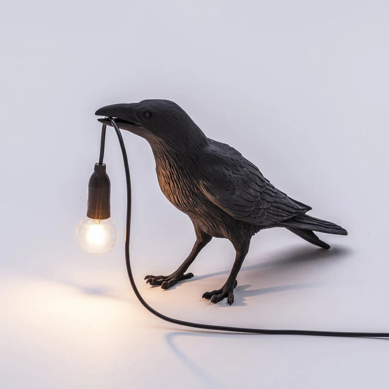 Resin Lucky Bird Crow Wall Lamp Table Lamp Night Light Bedroom Bedside Living Room Wall Lamp Home Decoration(Free bulb)