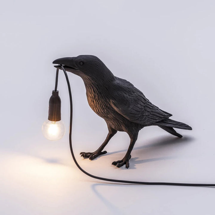Resin Lucky Bird Crow Wall Lamp Table Lamp Night Light Bedroom Bedside Living Room Wall Lamp Home Decoration(Free bulb)
