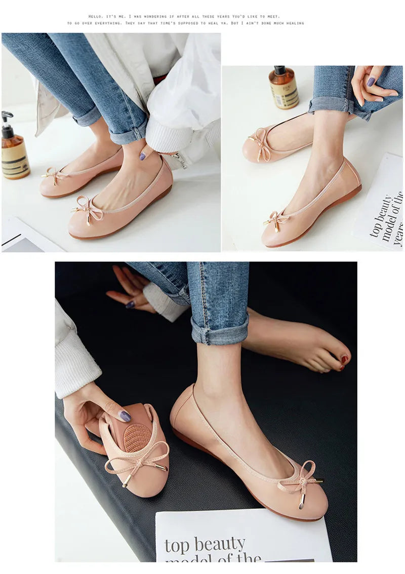 Ladies Loafers Shoes Bowtie Flats Patent Leather Loafers Women Round Toe Roll-Up Shoes Woman Bridesmaid Flats Large Size Zapatos