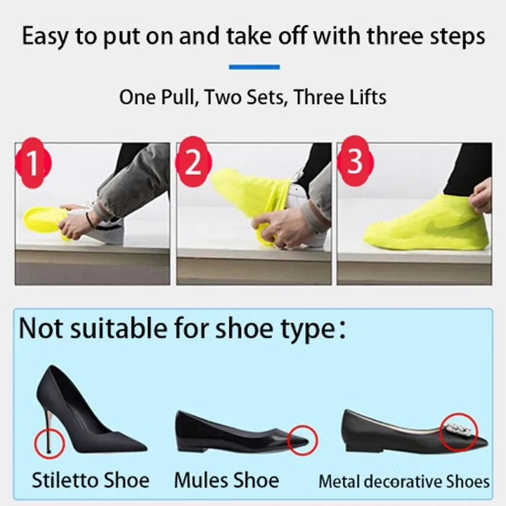 Waterproof Silicone Shoe Covers S/M/L Reusable Non-Slip Rain Boots Unisex Sneakers Protector for Outdoor Rainy Day Shoes Cover