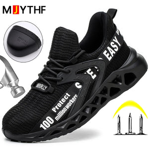 New Safety Shoes Men Breathable Light Work Sneakers Steel Toe Shoes Anti-smash Anti-puncture Indestructible Shoes Large Size 50