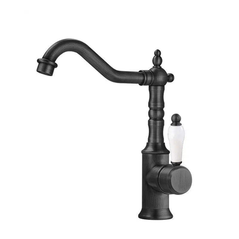 Antique Bronze Basin faucet Gold  bathroom faucet Deck Mounted Black Kitchen Faucet  sink tap Hot Cold Chrome basin Tap Brass