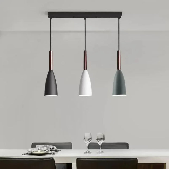 Nordic Style Simple Modern Single Head Three Head Home Black and White Gray Restaurant Lamp Bedroom Lamp Bar Small Chandelier