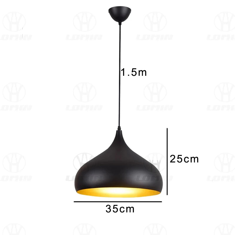 Nordic Retro Industrial Black Ceiling Pendant Lamp E27 for Restaurant Dining Table Bar Decorative Lighting Fixture