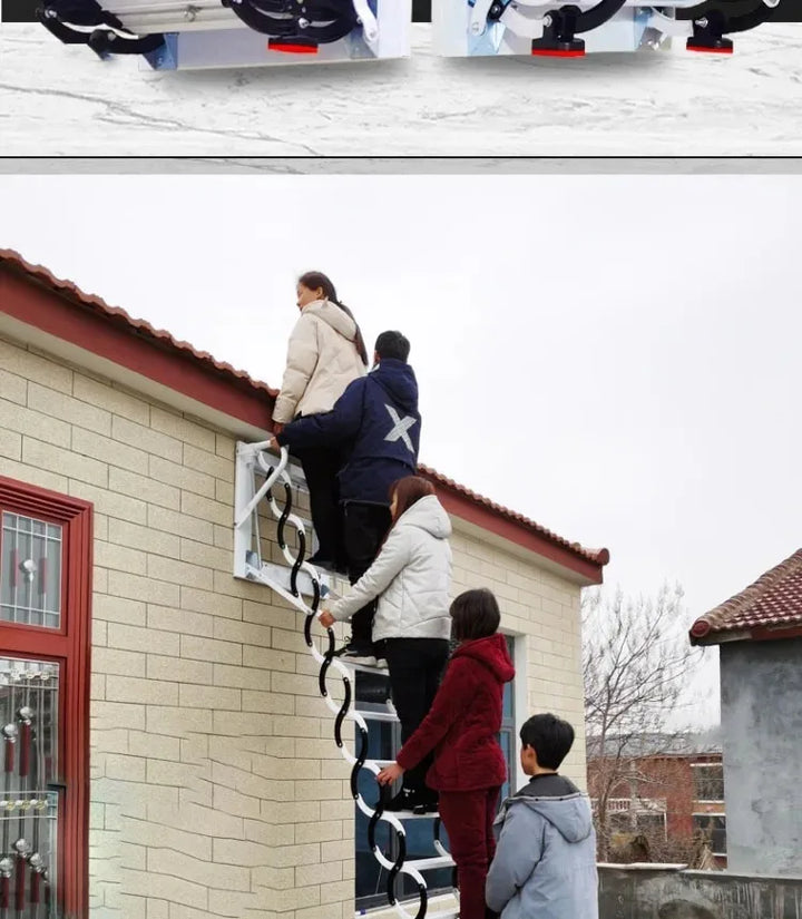 Outdoor Wall-mounted Telescopic Step Ladder carbon steel Lift Ladders for Home Indoor Space-saving Attic Telescopic Staircase