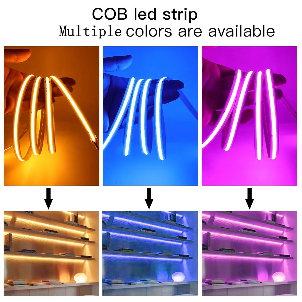 5V 12V 24V COB LED Strip 320LEDs/m High Density RA90 Flexible FOB LED Tape Light Bar Linear Ribbon 0.5-5m USB LED Light