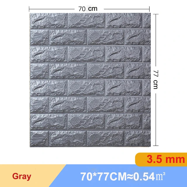 10Pcs Self-Adhesive 3D Wall Sticker DIY Brick Stickers Home Kids Room Kitchen Ceiling Decor No Odor No Pollution Wallpaper 70X77