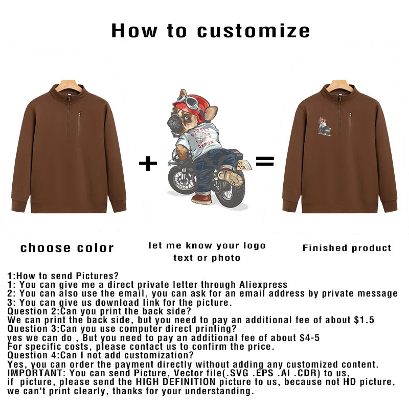 customized LOGO New Men's Sweatshirt Arm Zipper Men's Pocket Zipper Long Sleeve Casual Sports Shirt LS-GT2519
