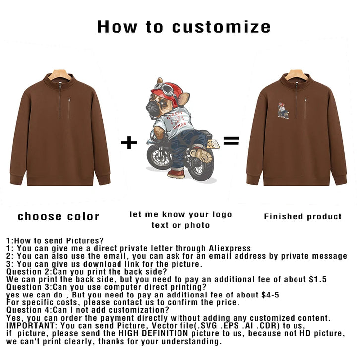 customized LOGO New Men's Sweatshirt Arm Zipper Men's Pocket Zipper Long Sleeve Casual Sports Shirt LS-GT2519