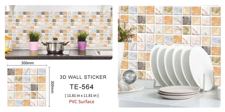 10/20PCS Imitation Brick Tile cobblestone Wall Stickers Water and Oil Proof for Kitchen Restaurant Tea room Relaxation area etc.