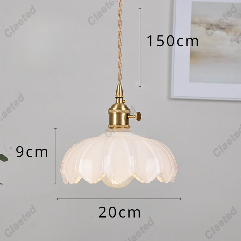 IWHD Modern Copper Glass LED Pendant Lamp Switch Living Room Bedroom Green Amber White Nordic Hanging Lights