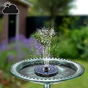AISITIN Solar Fountain 5.5W with Color LED Light and 2000mAh Battery, 7 Nozzles Solar Bird Bath Fountain, for Outdoor, Garden
