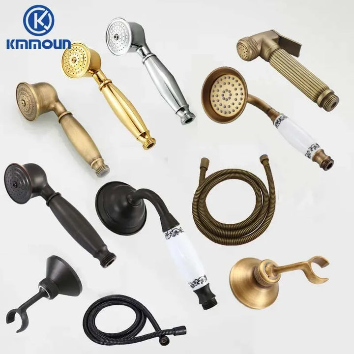 Brass&Porcelain Bathroom Hand Shower Head Rainfall Shower Faucet  Bracket Shower Hose